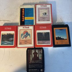 Vintage 8 Track Tape Lot Of 7 Tapes, 4- Eagles, George Harrison, Santana