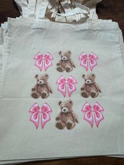 Bears w bows tote bag