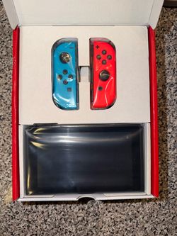 Nintendo Switch V2 Console + Box - NEW/NEVER USED - Neon Red/Blue