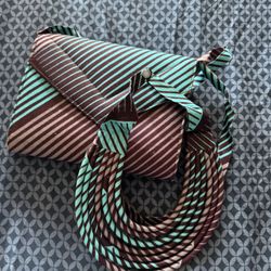 Stylish African print Purse W/  matching Necklace 