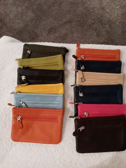 NEW 12 Leather Keychain Zipper Change Purses $3.00 each