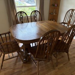 Wood Kitchen Dining Table & 6 Chairs 