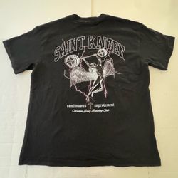 Pre Owned Excellent  Saint Kaizen  Christian Bodybuilding  T Shirt  Printed Black Purple  Men Size Large