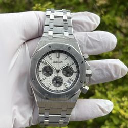 NEW Seiko Premium MOD Panda Chrono Integrated Bracelet VK63 Chronograph MINT 