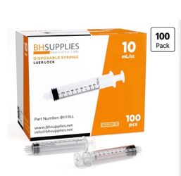 10 ML / 100 count Disposable Syringes