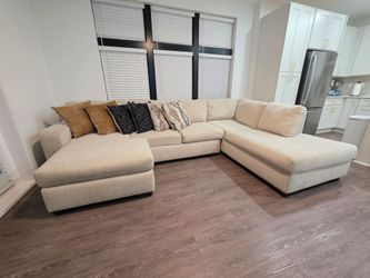 Beige sectional couch