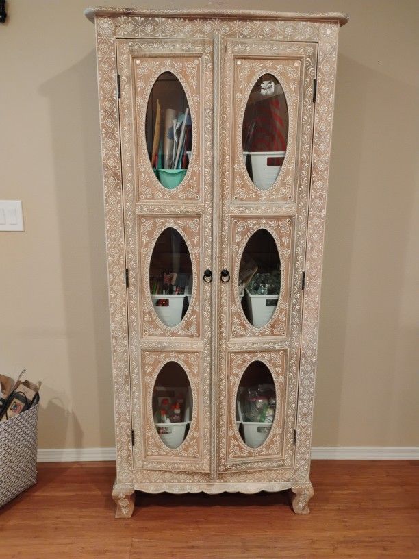 STUNNING Hand Painted Imported Armoire - Global Chic, Boho