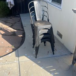 4 Bistro Metal Chairs 