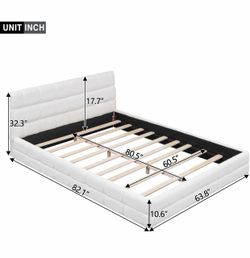 Queen Upholstered Platform Bed Frame with Headboard
