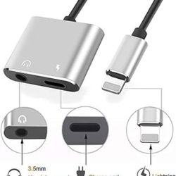 Headphone Adapter 3.5mm Jack Aux Audio Dongle Dual 2 In 1 Adaptor Splitter Converter