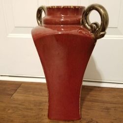 Red ceramic vase