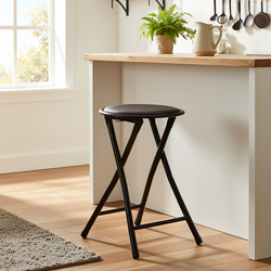 Homy Casa Newport Foldable PVC Stool, Black, Open Box