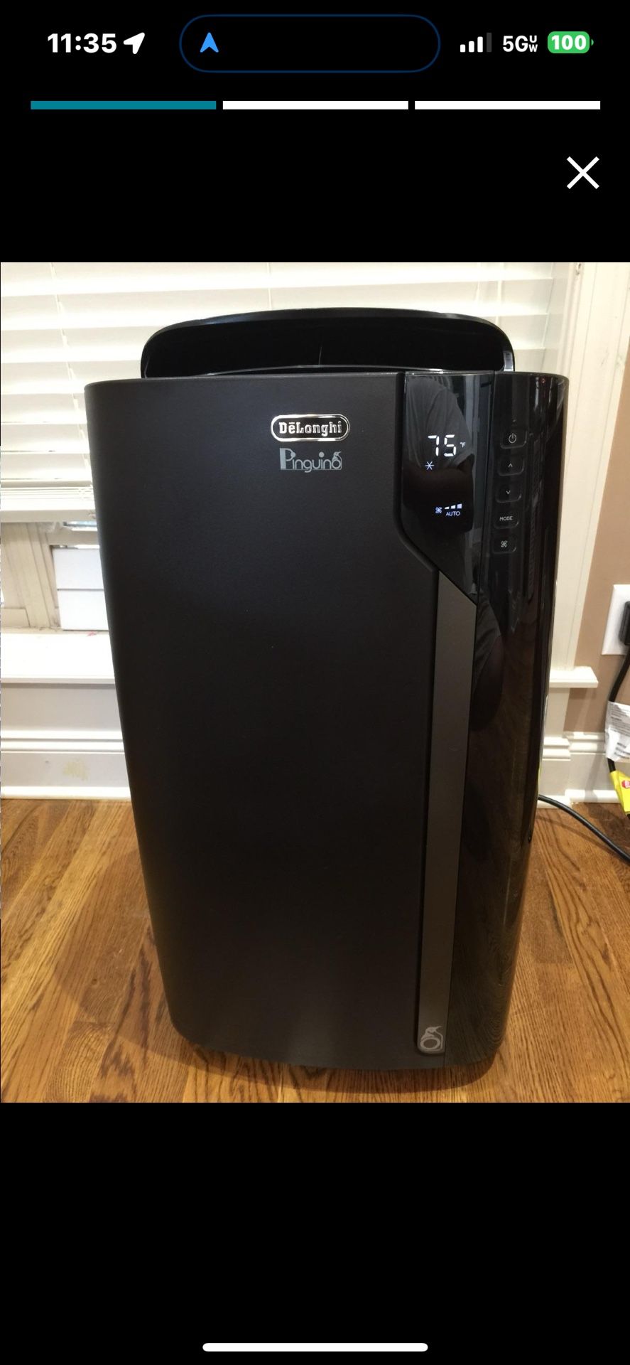 De'Longhi Black Portable Air Cooler with Remote Control and Dehumidifier