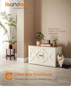 Cat Litter Box Enclosure, Litter Box Furniture Hidden with Removable Divider,