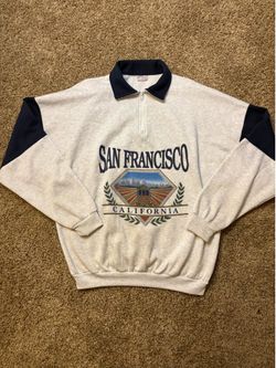 95' Andy's San Francisco Made In USA Quarter Zip Blue Collar Men Size XL Vintage