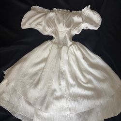 White Off-Shoulder Puff Sleeve Midi Dress