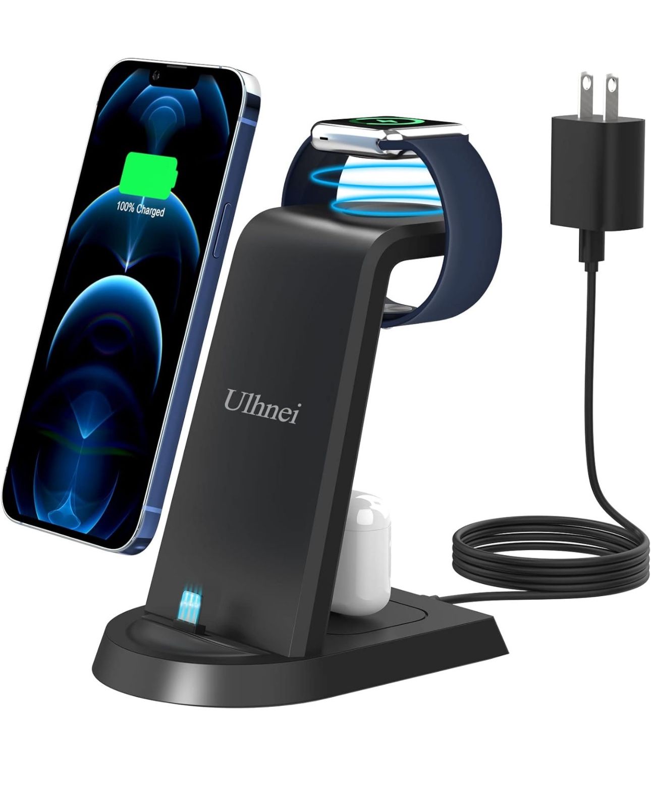 Charging Station for Multiple Devices Apple, 3 in 1 Fast Charger Stand for Apple iWatch 8 7 6 SE 5 4 3 2 iPhone 14 13 12 11 Pro X Max XS XR 8 7 Plus 6