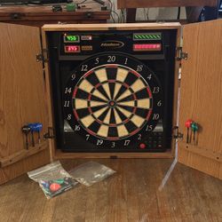 Halex Electronic Dart Board With Cabinet