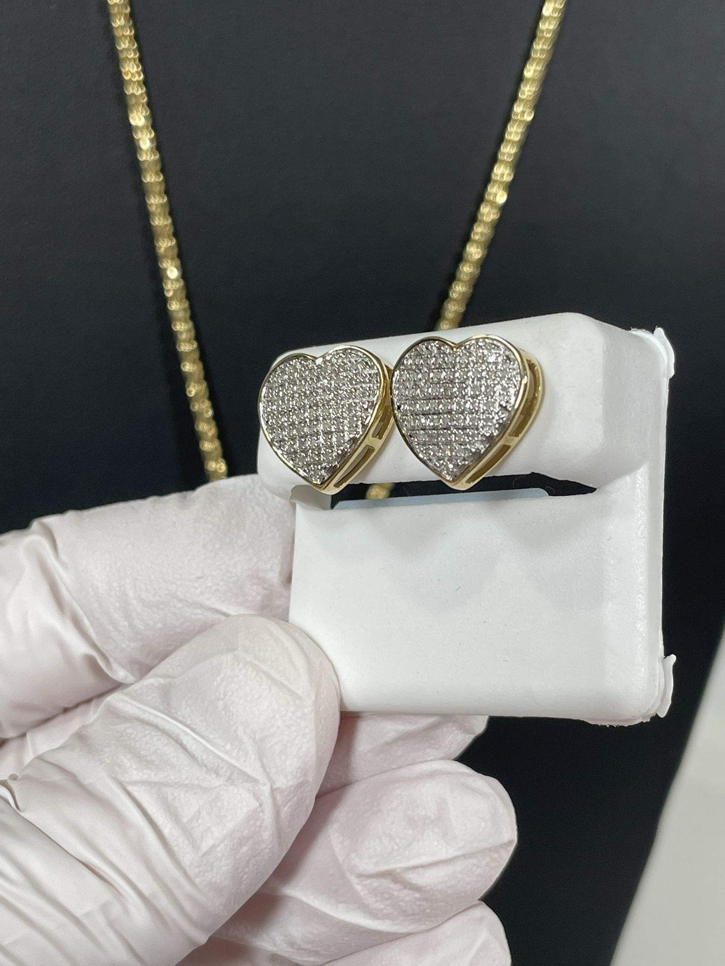 10k .30CTW Diamond Heart Dome Earrings