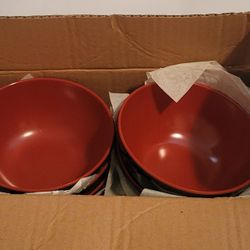 Brand New Red & Black Miso Bowls – 12 Piece Set