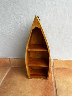 WALL HANGING CANOE Vintage WOOD 3 Shelf 19” H by 7” W by 4” D…$15