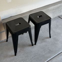 Two 18” Black Metal Stools
