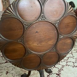 Antique  Mahogany Shell Curvec Table