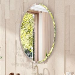 Bathroom mirror frameless beveled edge