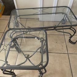 Glass Coffee Table And Set Of Two End Tables 