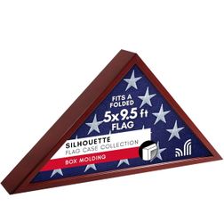 Mahogany/ Brown Large Flag Wall Display Case