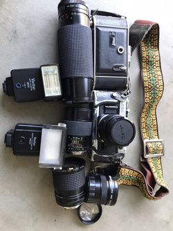 Canon camera with accessories