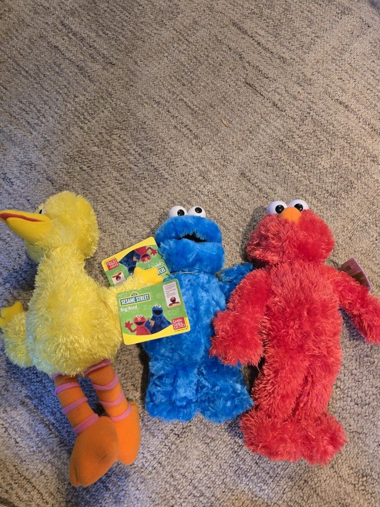 SESAME STREET ELMO COOKIE MONSTER & BIG BIRD GUND NEW WITH TAGS
