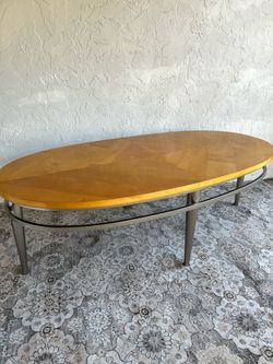 large wood oval coffee table