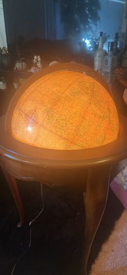 Illuminated Floor Globe on Wood Stand