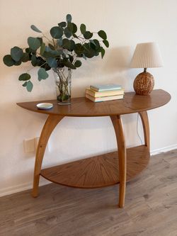 Light Wood Half-Moon Console Table (48” Long”) - Used Like New