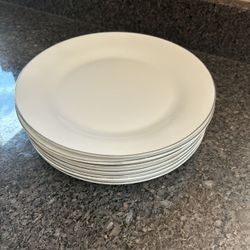 Silver Rimmed Dinner Plates