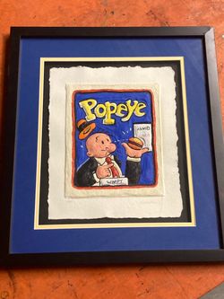 Leslie Lew Popeye Wimpy Sculpted Oil Painting
