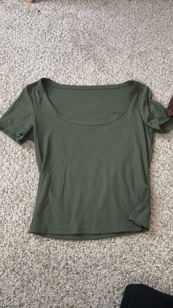Olive Green Ribbed Crop Top and Brown Crop Top