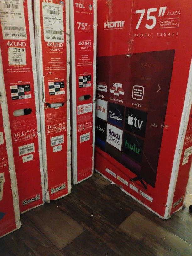 75 Inch TCL Roku 4k Smart TVs For Sale