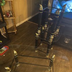 2 Glass End Tables And A Coffee Table That Matches