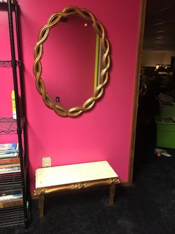 Vintage Gold Mirror and Bench Set