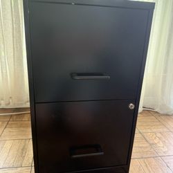 Black Metal 2-Drawer File Cabinet