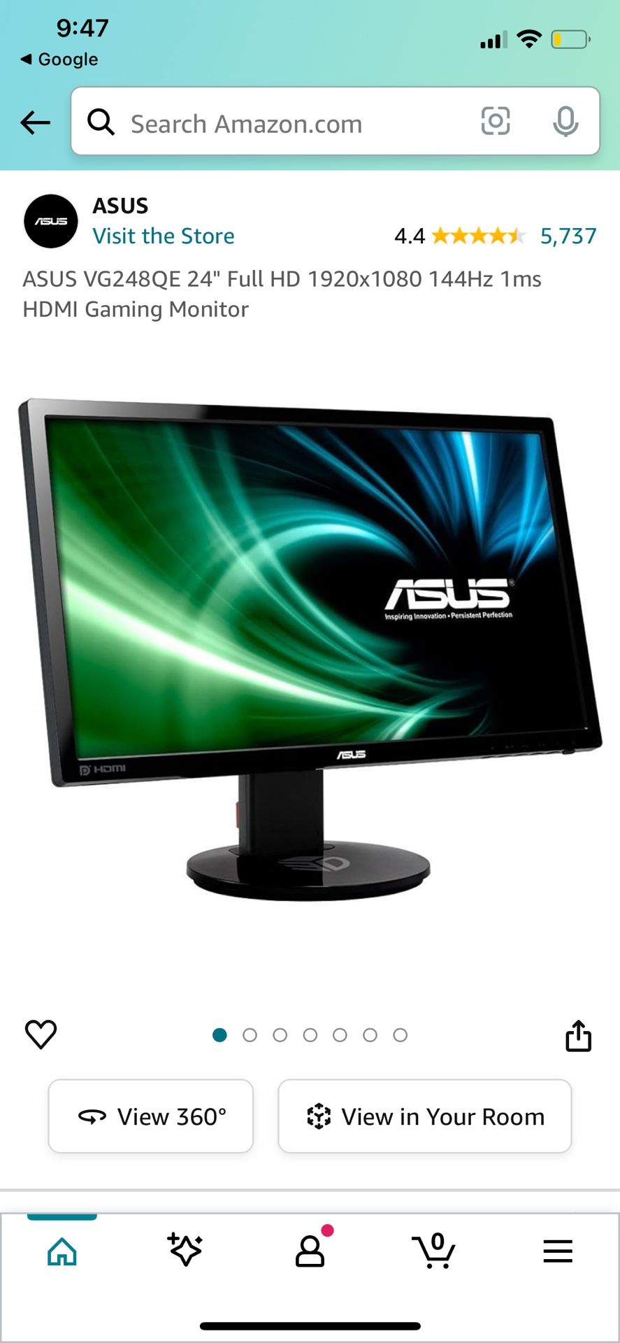 Asus 144 Hz Gaming Monitor With A Double Monitor Stand 