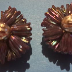 Vintage Purple Irredescent Clip-on Earrings 