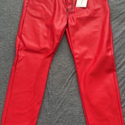 Asaali Leather Jeans Red READ DESCRIPTION 