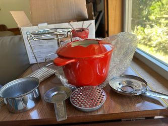 Cuisinart 13-Piece Red Enamel Cast Iron Fondue Set – New Open Box