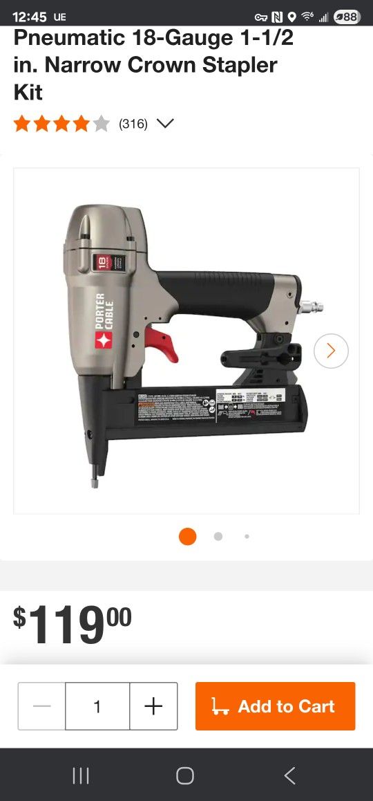 Porter and cable crown narrow stapler