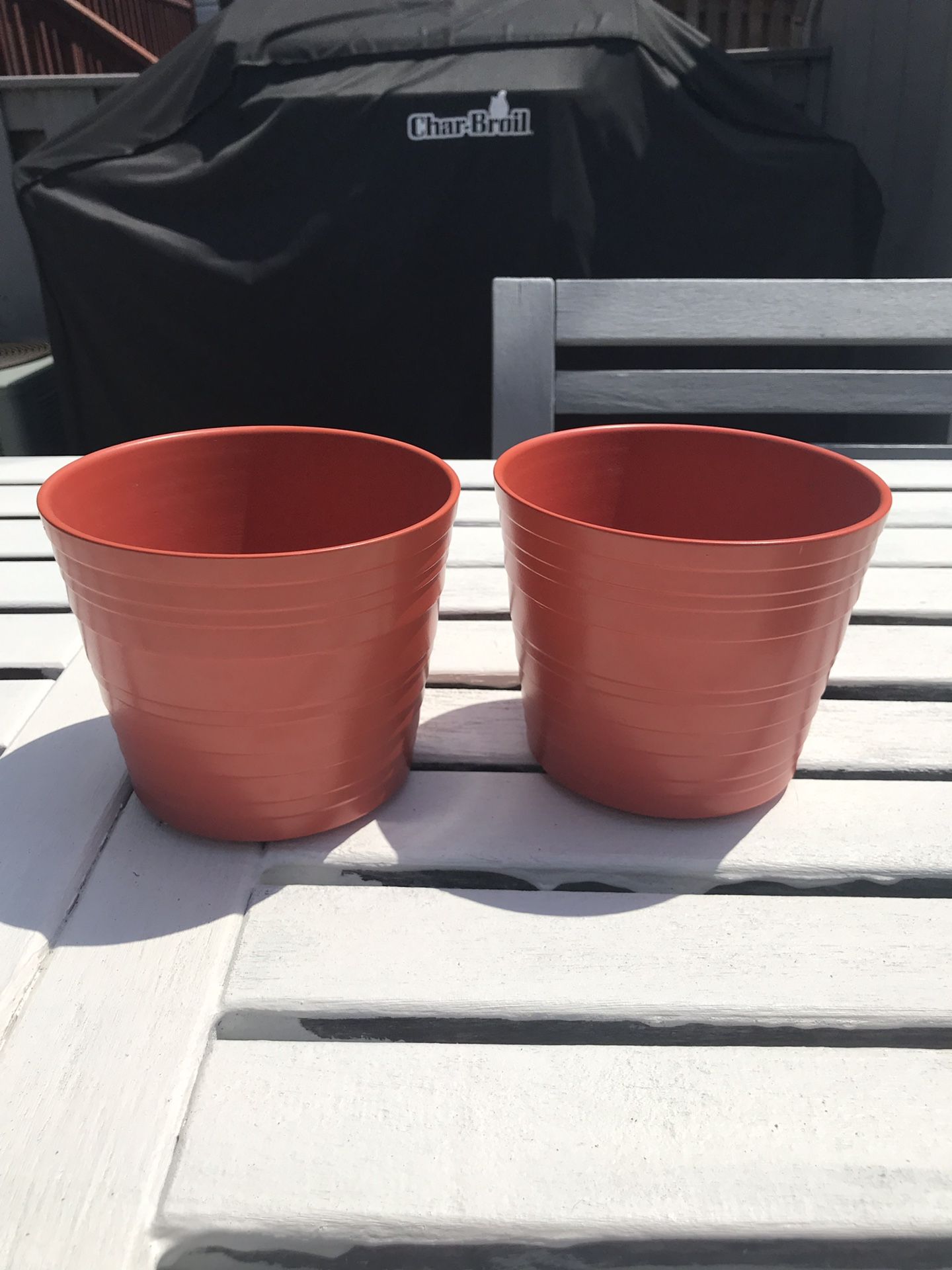 2 Orange Flower Pots