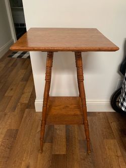 Antique table, washstand, library table, wood spice box, more