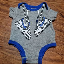 Nike Gray and Blue Kids One Piece Onesie 3 Months
